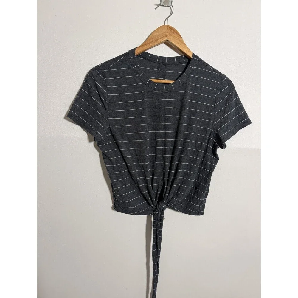 Lululemon Time To Restore T-Shirt Womens 8 Short Sleeve Tie Front Top